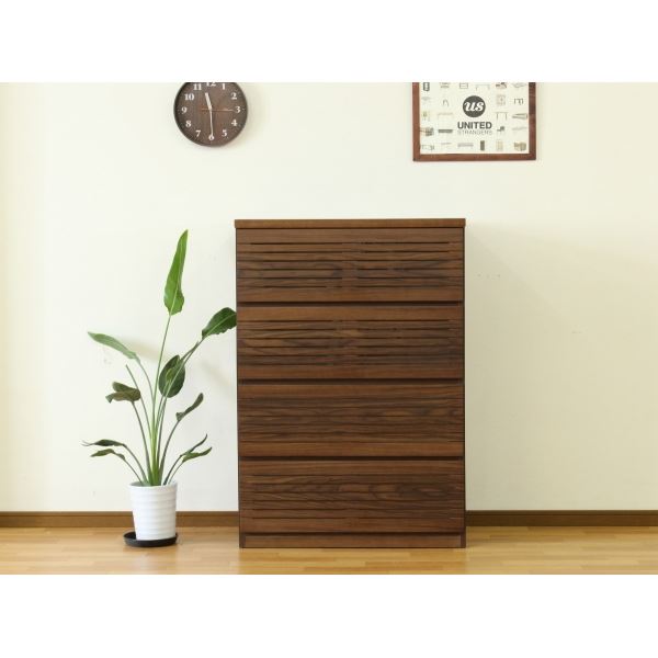 ハイチェスト（ウォルナット） 幅約80cm [完成品］〔代引不可〕の通販は