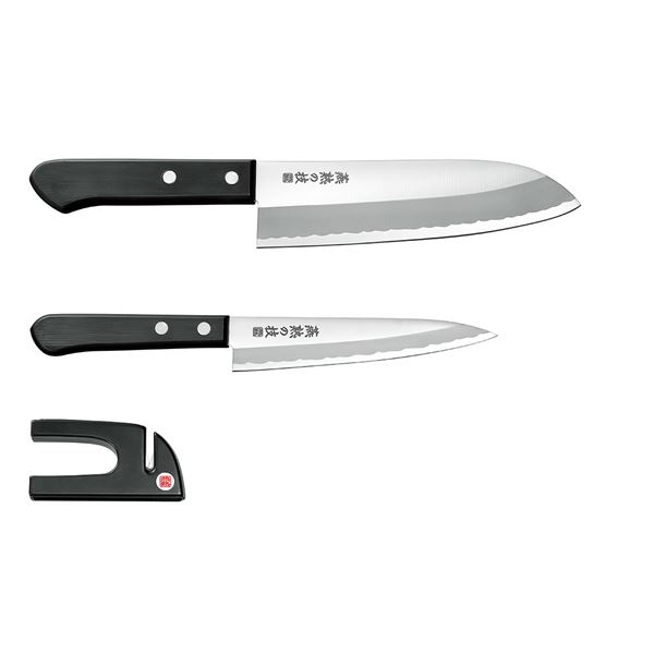 燕熟の技 三徳包丁165mm＆ペティナイフ135mm＆ミニ砥ぎ器 EJH-400〔代引不可〕