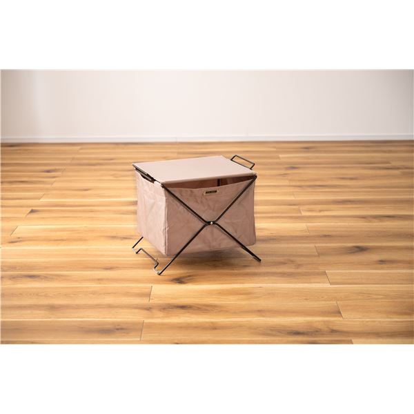 フォールディングバスケット 約W42×D34×H35cm ベージュ 完成品〔代引不可〕