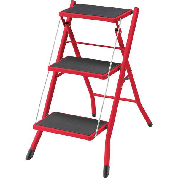 ステップ台 約W42.5×D65.5×H68cm レッド 完成品〔代引不可〕の通販は脚立・はしご・作業台