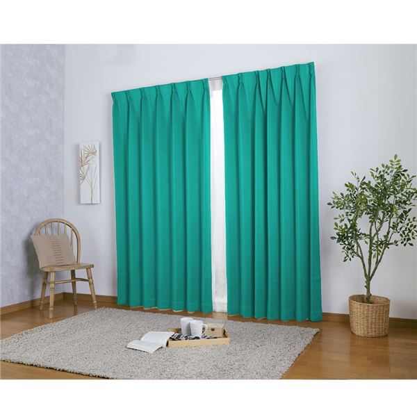 プルット ドレープ カーテン 約幅200cm×丈178cm マリンブルー 1枚〔代引不可〕の通販は 5,320円
