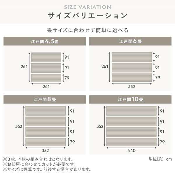 クッションフロア ジョイントマット〔江戸間10畳用 約352cmｘ440cm