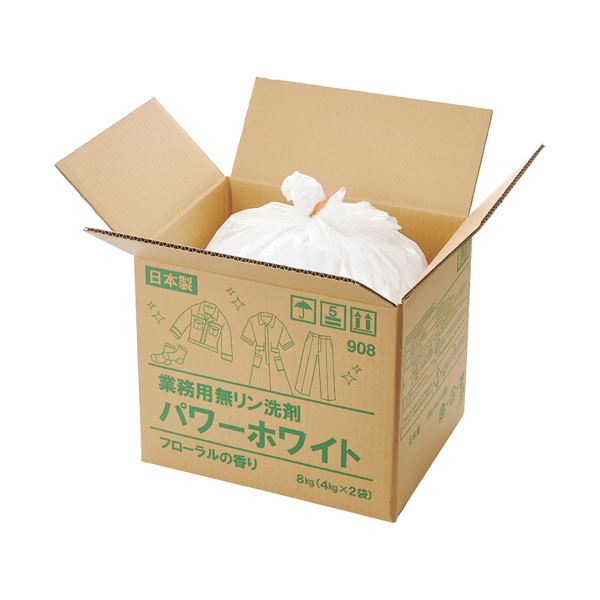 （まとめ） シャルメコスメティック 業務用無リン洗剤パワーホワイト 8kg（4kg×2袋） 1箱 〔×3セット〕〔代引不可〕の通販は
