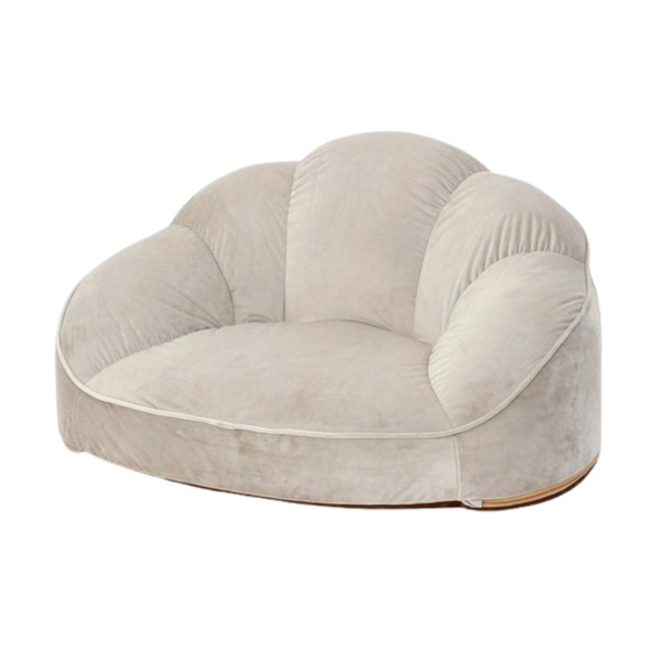 シェル型ローソファ1人掛け ベロア ベージュ〔代引不可〕〔代引不可〕の通販は 10,770円