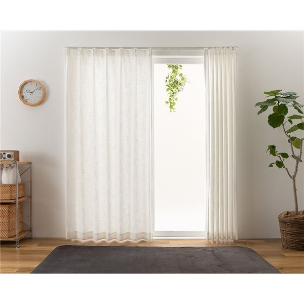 カーテン 幅150cm×丈245cm ホワイト 1枚 洗える 日本製 アジャスターフック タッセル付き 形状記憶 ロディ リビング ダイニング〔代引不可〕の通販は