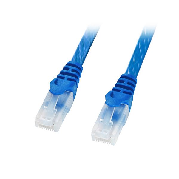 サンワサプライ カテゴリ6フラットLANケーブル（ツメ折れ防止コネクタ付き） 15m LA-FL6TS-15BL〔代引不可〕の通販は 5,170円