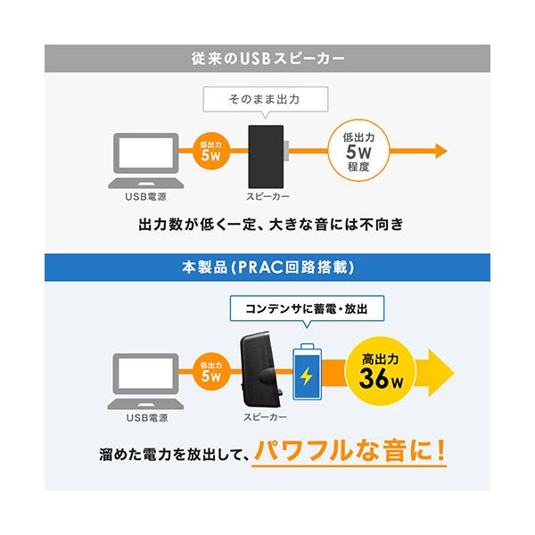 サンワサプライ ハイパワーUSB電源スピーカー MM-SPL19UBK〔代引不可〕の通販は