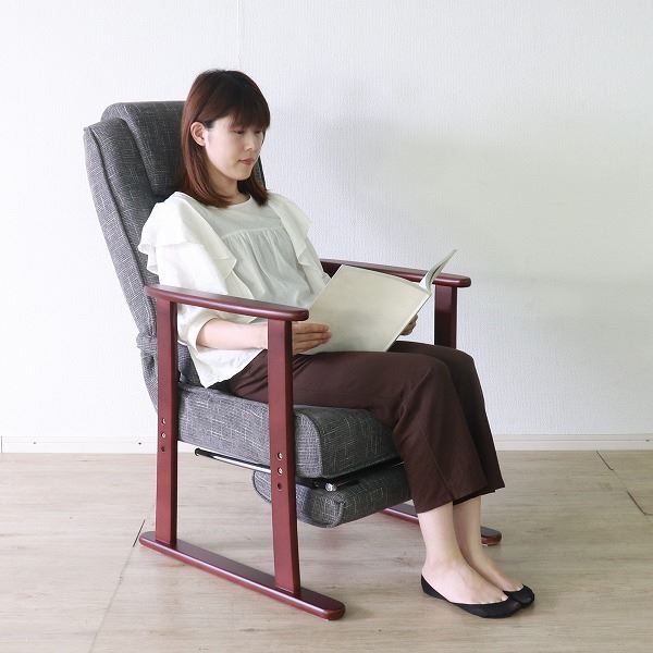 高座椅子フットレスト付 リラクス GY グレー 組立品〔代引不可〕〔代引不可〕 高座椅子フットレスト付 リラクス GY グレー 組立品〔代引不可〕〔代