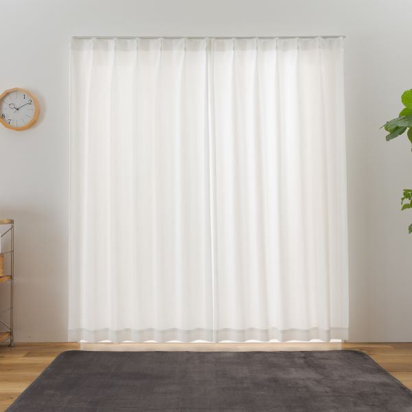 レースカーテン 〔約幅100cm 丈176cm 2枚セット WH ホワイト〕 UVカット プライバシー 省エネ 断熱保温 ペット イヌ ワンちゃん 犬〔代引不可〕の通販は 5,280円