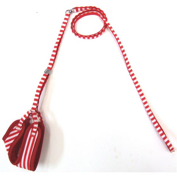 （まとめ）ストライプソフトハーネスリード 3S レッドホワイト〔×2セット〕 (犬用品/ハーネス)〔代引不可〕の通販は