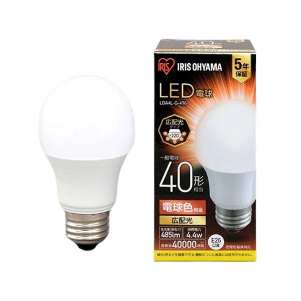 (まとめ) LED電球40W E26 広配光 電球色 LDA4L-G-4T6 〔×5セット〕〔代引不可〕の通販は