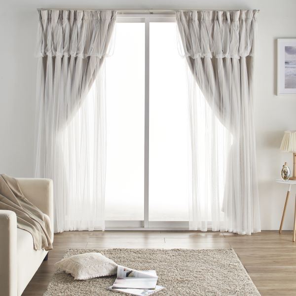 2級遮光カーテン 約幅100×丈210cm×2枚セット ベージュ 姫系 カーテン 2重カーテン 北欧 レイヤードカーテン ダブルカーテン 一体型カーテン 遮...〔代引不可〕の通販は