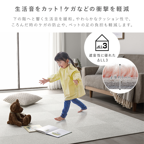 ファブリックフロアタイル 敷き詰め用 25枚セット 江戸間・団地間2畳 約176×176cm(約40×40cm×25枚) ペールブルー 撥水 防ダニ 防...〔代引不可〕〔代引不可〕の通販は