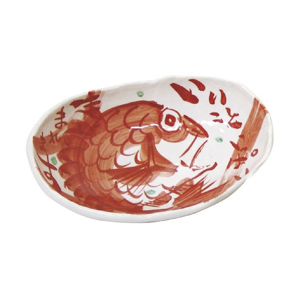 夕立窯 めでたい どーんと楕円鉢(木箱入) 赤鯛 C5112026〔代引不可〕の通販は 5,661円