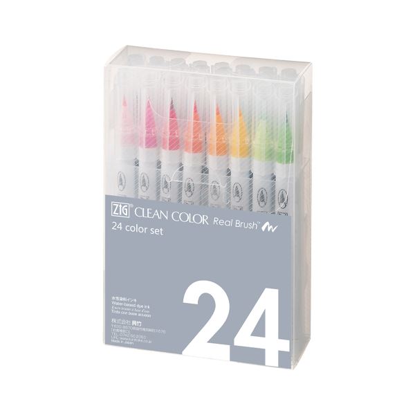 呉竹 ZIG クリーンカラーリアルブラッシュ 24色セット 毛筆カラーペンセット〔代引不可〕の通販は