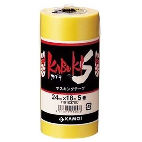 建築塗装用マスキングテープ カブキS 24mm×18m 黄色(50巻入)〔代引不可〕の通販は