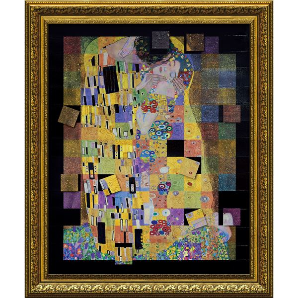 ユーパワー 名画モザイクアート Gel加工 アートフレーム Lサイズ クリムト「ザ・キス」〔代引不可〕