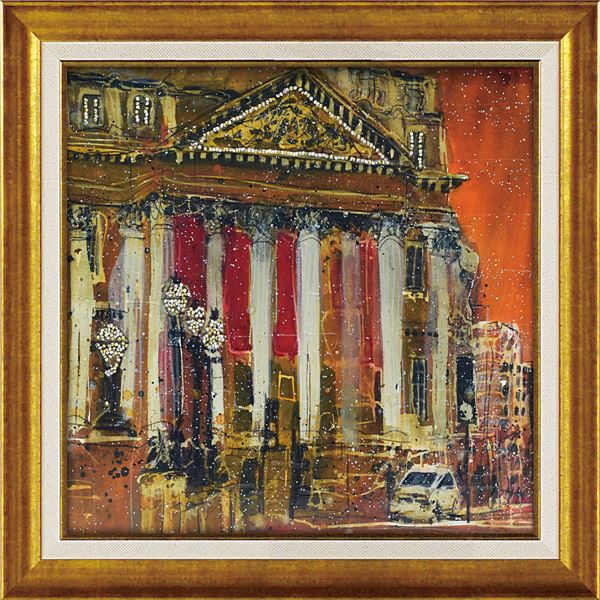 〔迫力ある大きい油絵〕 豪華な金のフレーム・自然画 高木タケシ油絵額 F10号サイズ 金額 「自然の調和」 迫力ある大きい油絵〕 豪華な金のフレーム・自然画 高木タケシ油絵額