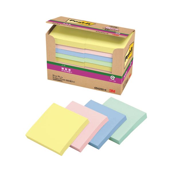 スリーエム ジャパン Post-it強粘着75mm×75mm 4色混色6542SS-K〔代引不可〕の通販は