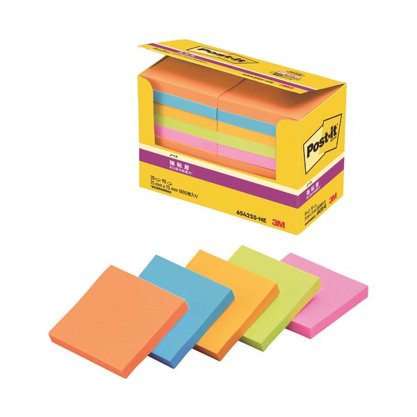 スリーエム ジャパン Post-it強粘着パワーパック 5色 6542SS-NE〔代引不可〕の通販は