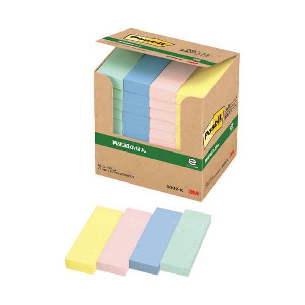 スリーエム ジャパン Post-it 再生紙経費削減 5002-K 混色〔代引不可〕の通販は 5,649円
