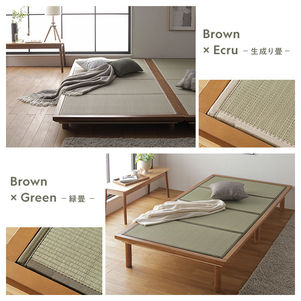 畳 ベッド セミダブル ナチュラル 生成り 目積織 畳マット付き 3段階 高さ調整可 すのこ 4つ折りマット 組立品〔代引不可〕〔代引不可〕の通販は
