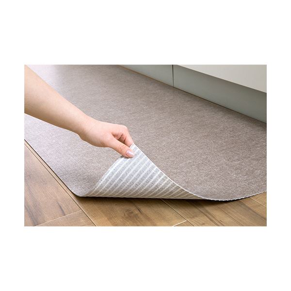 サンコーおくだけ吸着 拭けるキッチンマット 60×180cm 無地 ブラウン KP-78 1枚〔代引不可〕の通販は