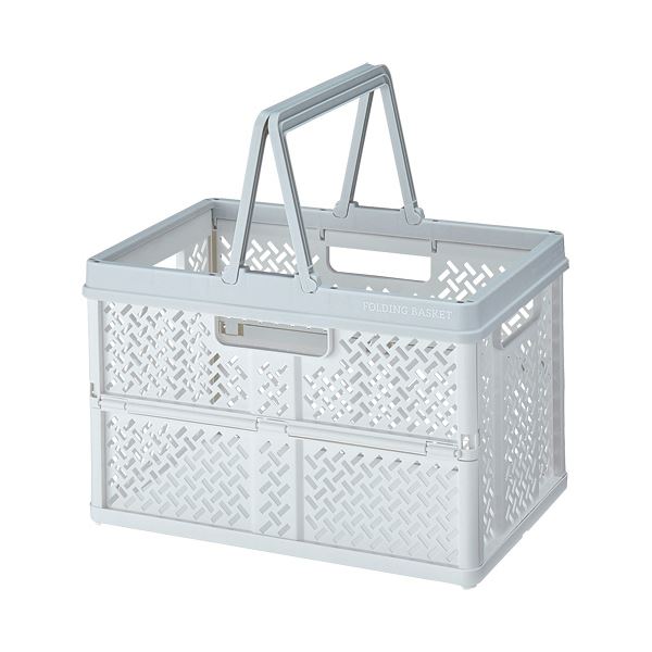 （まとめ） 天馬折りたたみバスケット M ホワイト 1個 〔×2セット〕〔代引不可〕