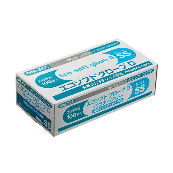 オカモトエコソフト グローブD 天然ゴムラテックス パウダーフリー SS OM-365-SS1セット（1000枚：100枚×10箱）〔代引不可〕の通販は