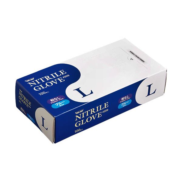 川西工業 ニトリル使いきり極薄手袋 粉なし ブルー L #2039 1セット（3000枚：100枚×30箱）〔代引不可〕の通販は