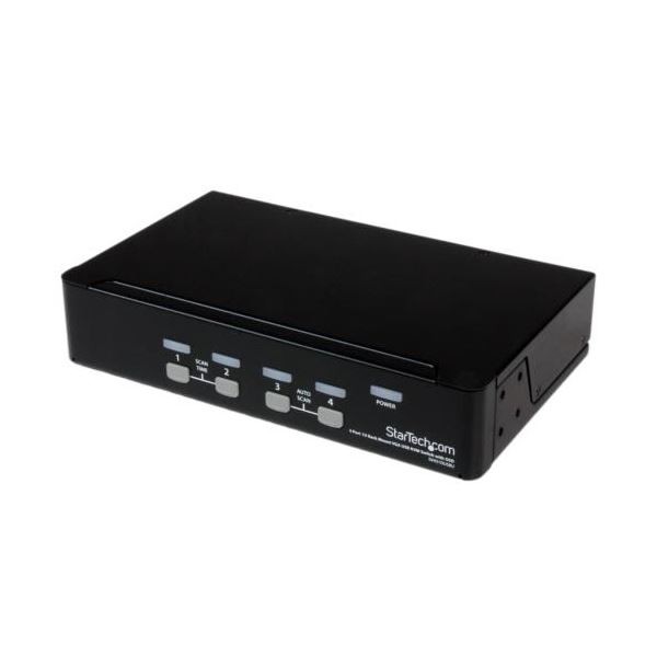 StarTech.com 1Uラックマウント対応 4ポート シングルVGAディスプレイ対応USB接続KVMスイッチ ブラックSV431DUSBU 1台〔代引不可〕の通販は