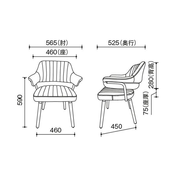 ホームスタイリングアームチェア ネイビー SDC-01A-NV 1脚〔代引不可〕