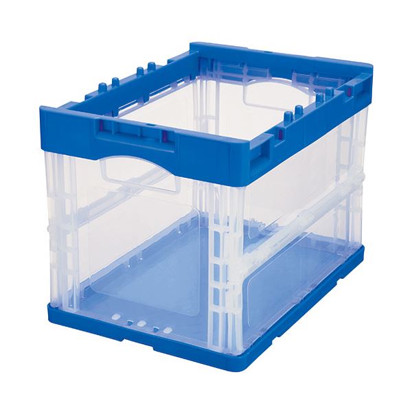 TANOSEE折りたたみコンテナ 20L ダークブルー／透明 1セット（10台）〔代引不可〕の通販は