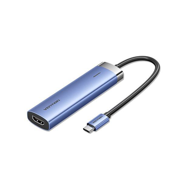 VENTION 5-in-1 USB-C to HDMI/USB 3.0 x 3/PD ドッキングステーション 0.15M セルフパワー/バスパワー/4K対応 ブルー TG-0743〔代引不可