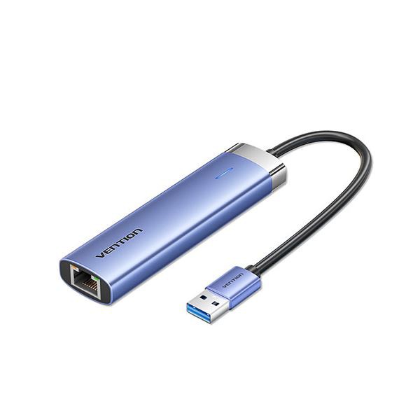 VENTION 5-in-1 USB-A 3.0 to USB 3.0 x 3/RJ45/USB-C ドッキングステーション 0.15M セルフパワー/バスパワー対応 ブルー TG-0750〔代引