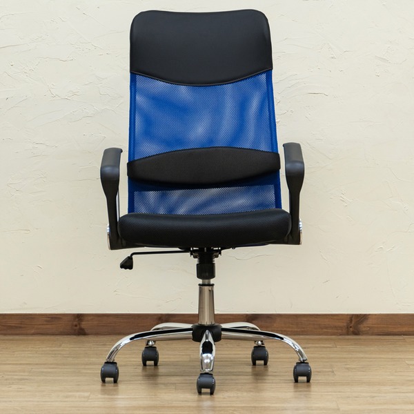 メッシュチェア ハイバック ブルー（BL） 組立品〔代引不可〕〔代引不可〕の通販は