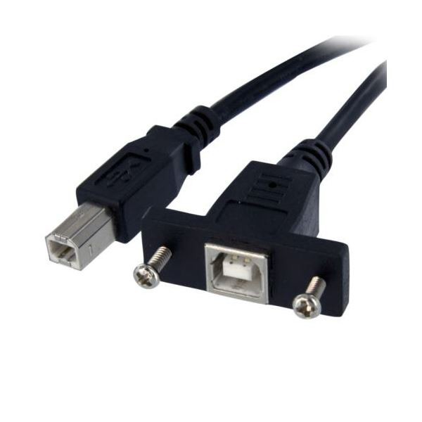 （まとめ） StarTech.com USB2.0パネルマウント型ケーブル 90cm パネルマウント用USB Bポート（メス）-USBBポート（オス） ブラック USBPNLBFBM3...〔代引不可〕の通販は