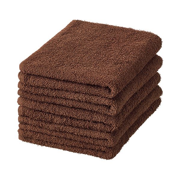 （まとめ） フェイスタオルブラウン 1パック（5枚） 〔×5セット〕〔代引不可〕の通販は