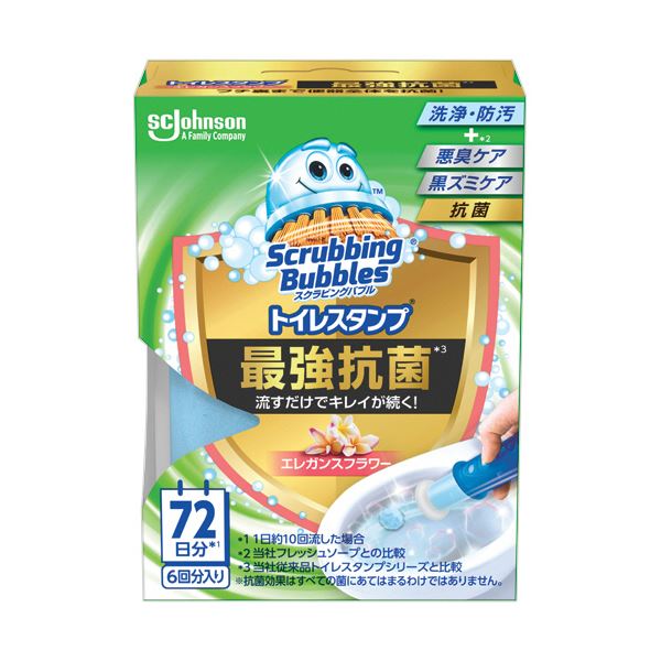 （まとめ） ジョンソンスクラビングバブル トイレスタンプクリーナー 最強抗菌 エレガンスフラワー 本体 1個 〔×10セット〕〔代引不可〕の通販は