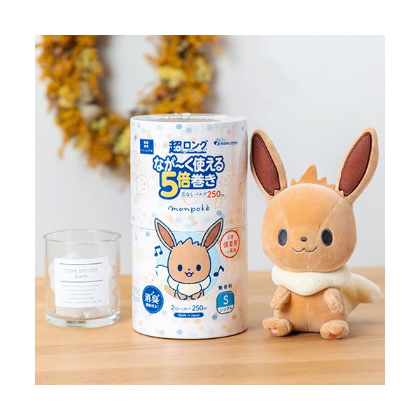 （まとめ） 丸富製紙トイレットペーパー モンポケ 5倍巻き パルプ シングル 芯なし 250m 1パック（2ロール） 〔×10セット〕〔代引不可〕の通販は