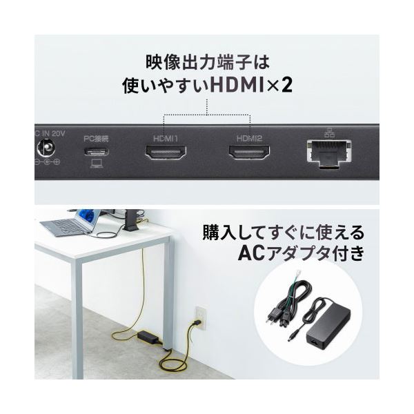 サンワサプライ ドッキングステーション 4K HDMI×2画面出力 ACアダプタ付 USB-CVDK16〔代引不可〕の通販は