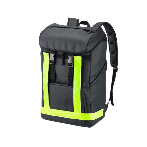 サンワサプライ 現場用リュック 大容量でヘルメットも入る反射テープ付き大容量リュック BAG-GEN1BK〔代引不可〕