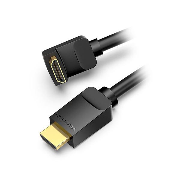 〔5本セット〕 VENTION HDMI 直角ケーブル 下向き 2m ブラック AA-0157X5〔代引不可〕