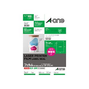 エーワン レーザープリンターラベル 光沢フィルム 透明 A4 ノーカット 28427 1冊(100シート)〔代引不可〕の通販は