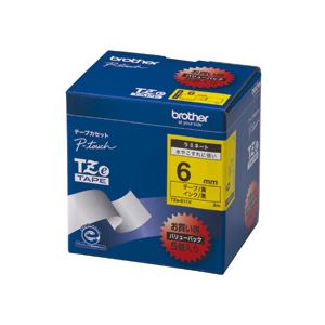 ブラザー BROTHER ピータッチ TZeテープ ラミネートテープ 6mm 黄/黒文字 業務用パック TZE-611V 1パック(5個)〔代引不可〕の通販は