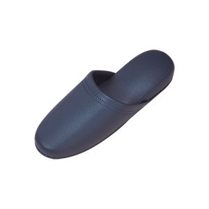 （まとめ）抗菌ビニールレザー調スリッパ ダークブルー 10足〔代引不可〕