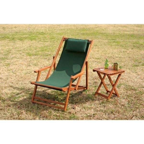 折りたたみ椅子 デッキチェア 幅645mm グリーン 折りたたみ式 木製 アカシア 高さ調整可 室内 屋外 ガーデン〔代引不可〕の通販は