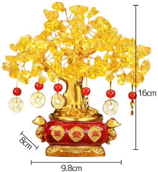 招財樹 金のなる木 黄水晶 シトリン 風水置物 金運祈願 開運 商売繁盛