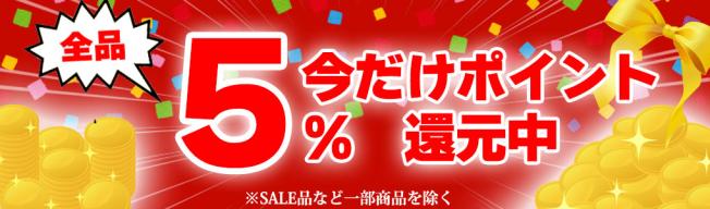 全品P5%還元中!