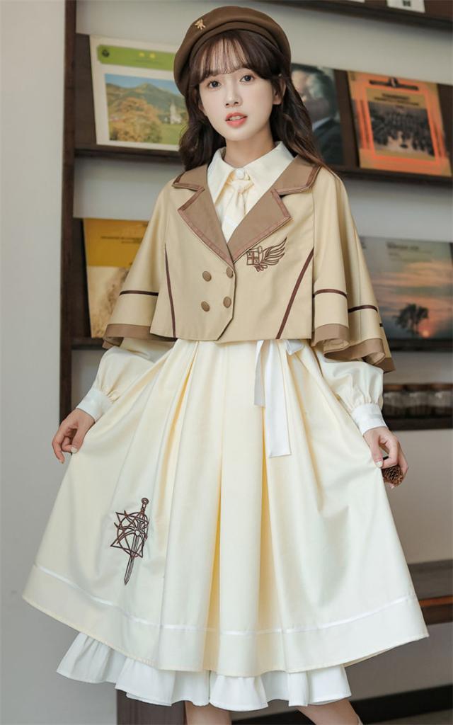 マント ワンピース 森ガール S M L XL レトロワンピース 長袖